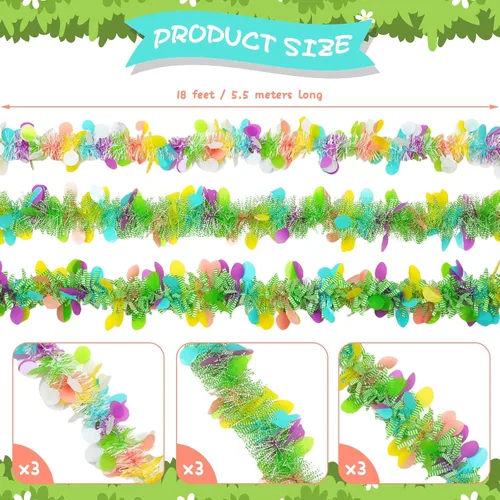 Miniatura 4 de Jutom Guirnalda metálica con purpurina de Pascua, guirnaldas gruesas de primavera coloridas de 108 pies, 6