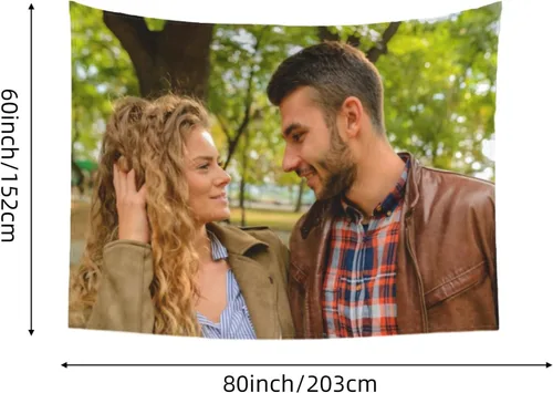 Miniatura 3 de Tapiz personalizado para cargar imágenes de boda, amor, recuerdo familiar, tapiz personalizado para el Día de la Madre, Día del Padre, tapiz