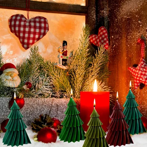 Miniatura 2 de Moldes de Árbol Navideño para Velas, Moldes de Árbol de Origami de Silicona de 12.2 cm para Hacer Velas, Moldes de Árbol de Resina para Cera de Soja