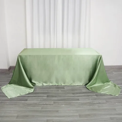 Tableclothsfactory 90x156 Rectángulo Verde Salvia Venta al por mayor Mantel de satén de lino para banquetes de boda Fiesta Restaurante Mantel