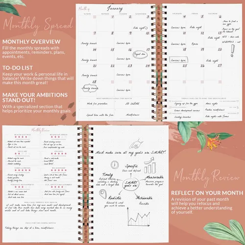 Miniatura 4 de PLANBERRY Agenda semanal grande prémium – Planificador de vida y presupuesto sin fecha – Organizador y diario de productividad, 8 x 10.4 pulgadas