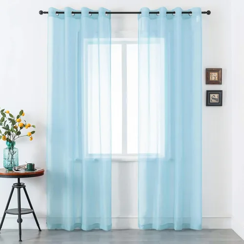 Miniatura 43 de DUALIFE Cortinas Amarillas de 72 Pulgadas de Largo para Dormitorio Juego de 2 Paneles con Ojales Ventana Semi Voile Filtrado de Luz Cortinas