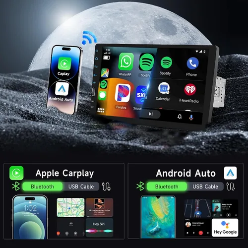 Miniatura 2 de Estéreo de automóvil de 9 pulgadas con CarPlay inalámbrico y Android Auto, pantalla táctil Rimoody Bluetooth Radio para automóvil con radio FM