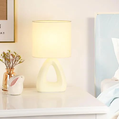 Miniatura 3 de LILA Lámpara de mesa pequeña y moderna color crema, 6.7 x 3.94 x 11.8 pulgadas de alto, bombilla excluida, lámpara de mesa de mesa/noche para sala
