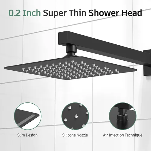 Miniatura 5 de SunCleanse Juego de grifo de ducha color negro mate con válvula, sistema de ducha de baño que incluye cabezal de ducha de acero inoxidable y brazo