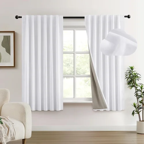 Miniatura 15 de HOMEIDEAS Cortinas Opacas 100% de Chenilla para Dormitorio, Cortinas Rosa Rubor de 63 Pulgadas de Largo, 2 Paneles para Sala de Estar/Guardería