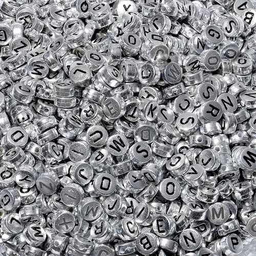 Miniatura 10 de XIANNVXI 3500 cuentas de letras blancas para pulseras, cuentas acrílicas coloridas para hacer joyas (cuentas blancas y mixtas)