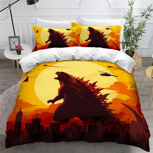 Miniatura 12 de Juego de funda de edredón de tamaño individual, funda de edredón de dinosaurio para hombres, juego de ropa de cama 3D para niños y niños, microfibra