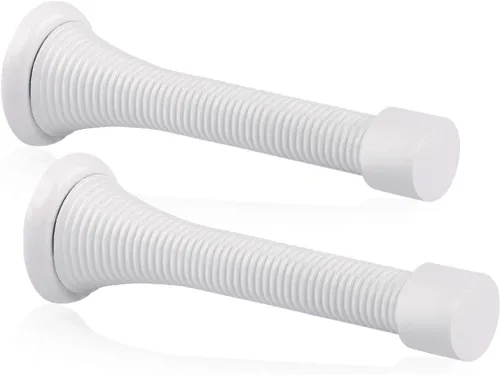 Miniatura 14 de Paquete de 18 topes de resorte para puerta, color blanco, topes flexibles de 3-1/4 pulgadas con puntas de parachoques de goma blanca