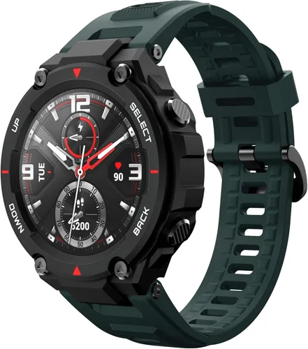 Sunter Pulsera deportiva compatible con amazfit t-rex, correa de silicona suave de repuesto compatible con amazfit t-rex Smart Fitness Watch Verde