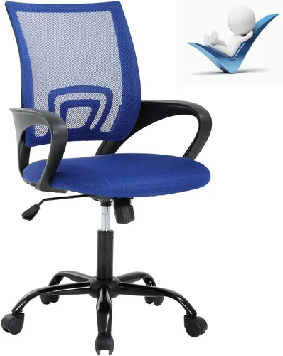 Miniatura 11 de Silla de oficina ergonómica de malla con respaldo medio, soporte lumbar, ajustable, giratoria, enrollable, silla de escritorio rosa con brazos