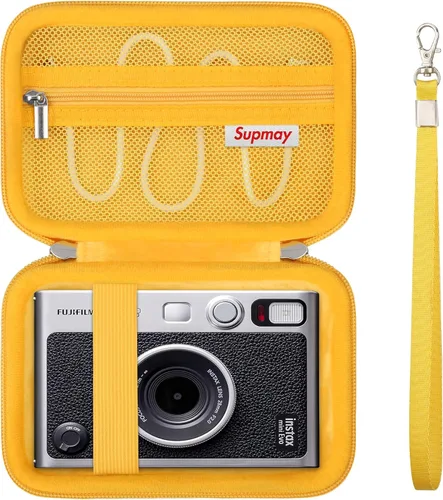 Miniatura 9 de Funda de transporte compatible con cámara instantánea Fujifilm Instax Mini EVO, bolsa de viaje con bolsillo de malla para fotos, cables USB