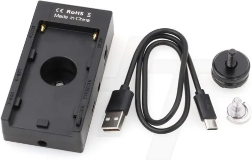 NP-F970 Placa de montaje de batería 12V 8V DC 5V 9V USB Tipo C A Adaptador de corriente de salida para monitor de cámara DSLR, interruptor de