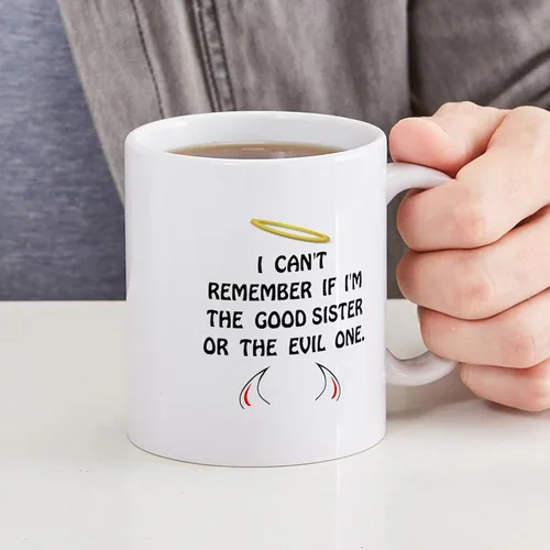 Miniatura 6 de CafePress Good Evil – Hermana – El único Taza de café, taza de café, S, Blanco