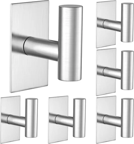 Miniatura 10 de VAEHOLD - Ganchos adhesivos de pared para toallas, resistentes, impermeables, de plata, para colgar abrigos, ropa, gancho de pared para armario