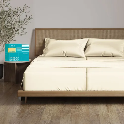 Miniatura 46 de THREAD SPREAD Sábanas 100% Algodón Egipcio Tamaño Twin - 800 Alto Número de Hilos 3 Piezas Sábanas Twin Extra Largas para Dormitorio, Bolsillo