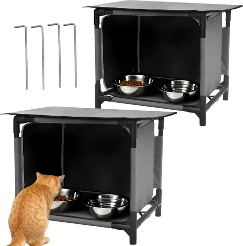 Miniatura 8 de Casa impermeable para gatos para estación de alimentación de gatos al aire libre, resistente a la intemperie, para gatos callejeros, gatos salvajes