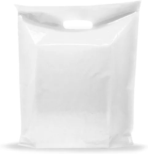 PPB - Bolsas de plástico blanco de 9 x 12 pulgadas, acabado brillante, tamaño pequeño al por menor, paquete de 100, 1.5 mil de grosor, con asas
