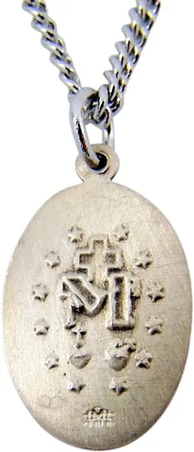 Miniatura 2 de Colgante ovalado de plata de ley con medalla milagrosa de Nuestra Señora de Gracia, 1316 pulgadas, Plata esterlina