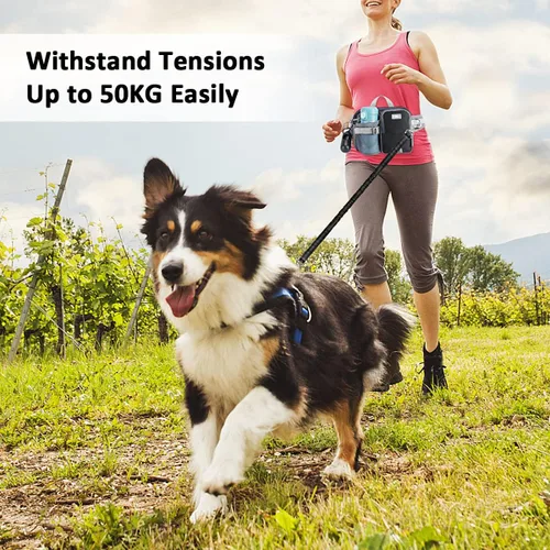 Miniatura 7 de ETACCU Correa para perros manos libres con bolsillo para teléfono, soporte para botella de agua - Cinturón ajustable de 19-38 pulgadas Correa