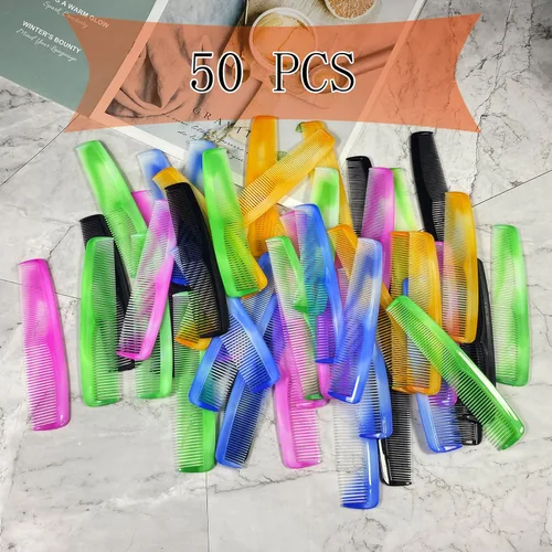 Miniatura 2 de zYoung Juego de 50 peines de pelo de plástico fino con bolsillo para mujeres y hombres, peine de aderezo fino, Peines para cabello