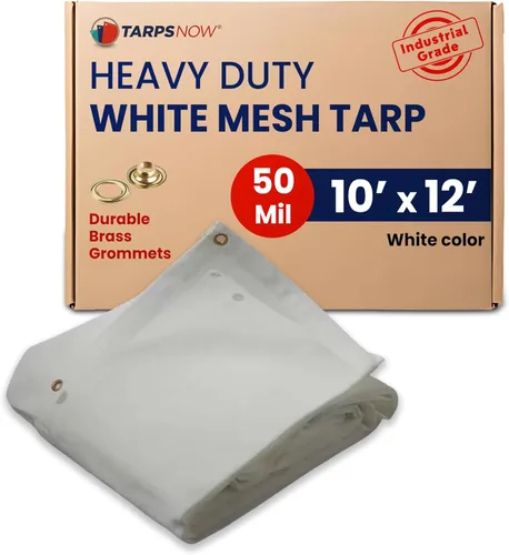 Miniatura 11 de Tarps Now - Lona de malla blanca resistente de 8 x 10 pies con ojales de latón, resistente a los rayos UV, color blanco reflectante 75%, sombra