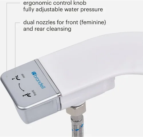 Miniatura 7 de Brondell Accesorio de bidé para inodoro SS-250 SimpleSpa con rociador de agua dulce y presión de agua ajustable, control lateral, rociador de bidé