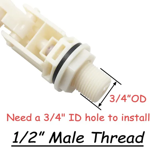 Miniatura 2 de Uenede Válvula de bola flotante DN15 1/2 "rosca macho PE bola flotante ABS válvula interruptor automático para piscina, canal de agua para ganado