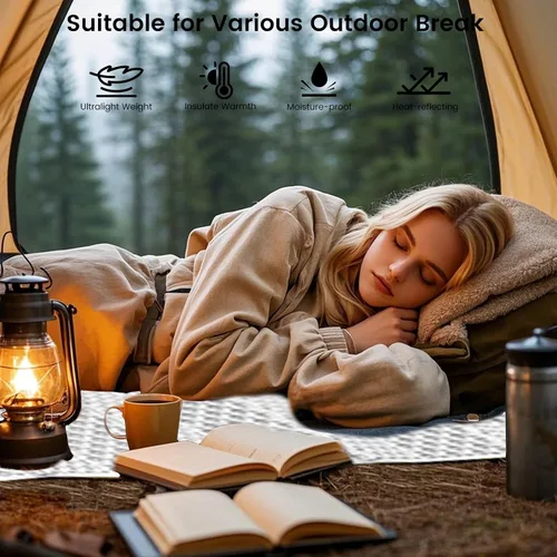 Miniatura 6 de Colchoneta de espuma para dormir, de celda cerrada, ligera, portátil, a prueba de humedad, ultraligera, colchón de campamento de 0.9 libras