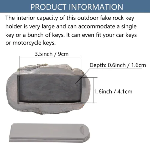 Miniatura 4 de Fake Rock Key Hider Weather Safe Storage Decorative Resin Hide A Keychain for Outdoor Patio Light Gray