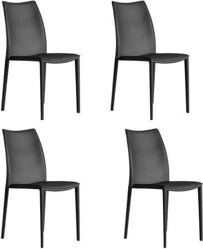 Miniatura 14 de Sillas de comedor de cocina, sillas de comedor apilables, silla de comedor tapizada de piel sintética, silla de hospitalidad con respaldo alto