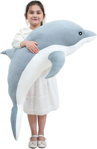 Miniatura 7 de Kekeso - Almohada gigante de delfín de peluche, suave almohada de ballena para abrazar, almohada de delfín rellena para niños y niñas