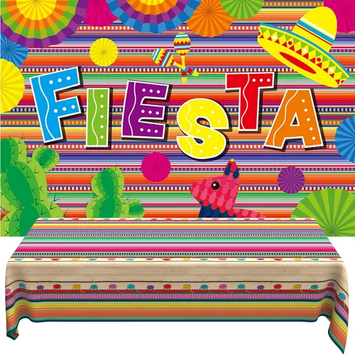 Pancarta de fondo de fotografía con temática mexicana y Cinco de Mayo impreso de plástico para cabina de fotos mexicana, 51 x 86.6 pulgadas,