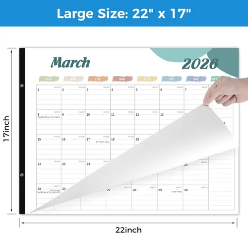 Miniatura 2 de Calendario de escritorio 2026, calendario de escritorio grande de 22 x 17 pulgadas, calendario de escritorio de 18 meses, de enero de 2026 a junio