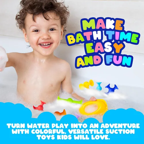 Miniatura 7 de Silly Suckers Juego de juguetes de succión – Juguetes educativos de baño para bebés – Juego de construcción Montessori sensorial – Juguetes de baño