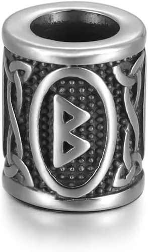 Miniatura 17 de 5 cuentas vikingas de acero inoxidable, cuentas espaciadoras de metal, cuentas espaciadoras de agujero grande, cuentas de tubo de plata antigua