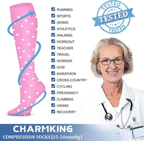 Miniatura 128 de CHARMKING - Calcetines de compresión para mujeres y hombres (3 pares), 15-20 mm Hg, el mejor apoyo para atletismo, running o ciclismo, mejora