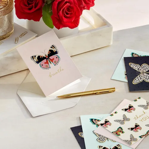 Miniatura 2 de Hallmark Surtido de tarjetas de mariposa (24 tarjetas en blanco con sobres) Thank You, Breathe, Hello