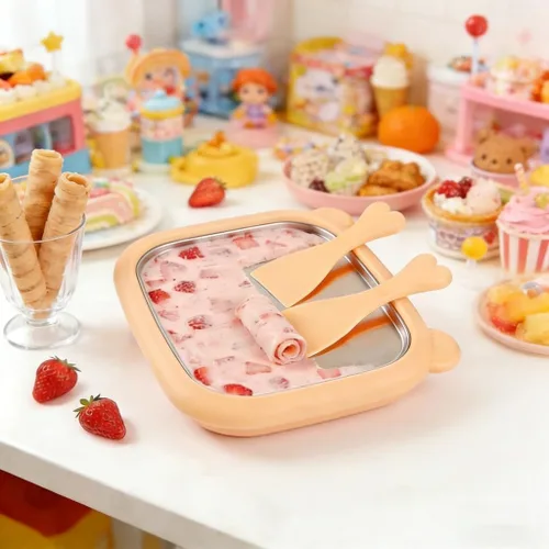 Miniatura 2 de Máquina de helados enrollada mejorada para niños, bandeja de helado instantánea de enfriamiento mejorado, actividad familiar, placa fría de acero