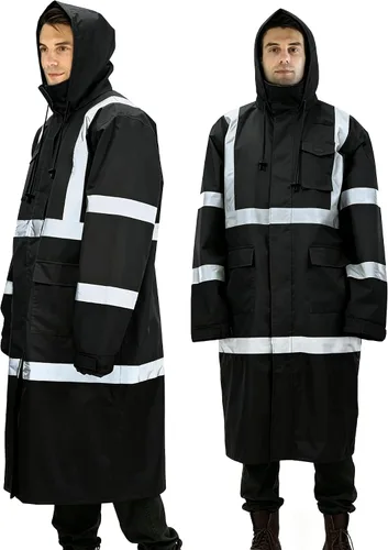 sesafety Chaquetas de Lluvia de Seguridad para Hombres de Trabajo, Equipo de Lluvia de Alta Visibilidad Clase 3 para Construcción, Chaqueta de