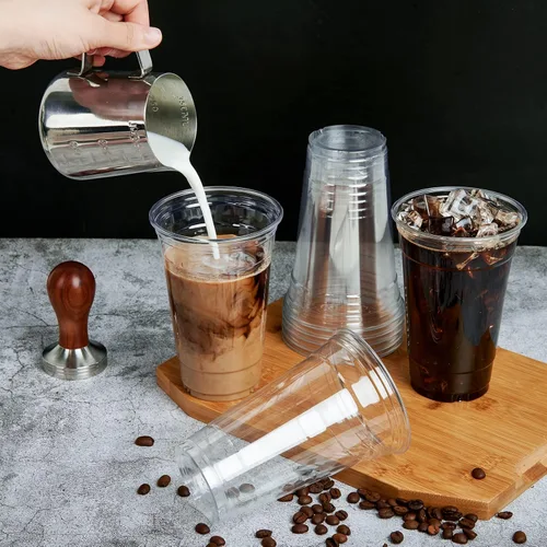 Miniatura 4 de Lilymicky 90 juegos de vasos de plástico transparente de 20 onzas con tapas de cúpula, vasos de plástico desechables de 20 onzas para café helado