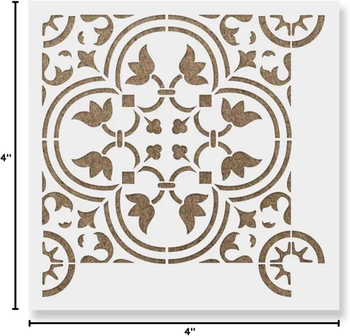 Miniatura 5 de Rosario Tile Stencil - Plantilla de linóleo, plantillas de baldosas, plantillas de azulejos, chimenea de plantilla, plantilla de cocina
