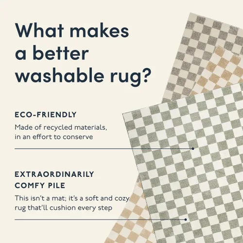 Miniatura 5 de Revival Rugs Gambit - Alfombra lavable a máquina para cocina o dormitorio, 3 x 5 pies, 100% reciclada, certificado Oeko-TEX, pelo mediano, camello