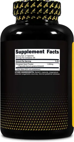 Miniatura 4 de Primaforce Cápsulas de semillas de fenogreco (180 cápsulas/1350 mg por porción, 2 porciones de cápsulas) – Suplemento de hierbas premium