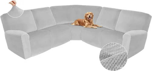 Miniatura 500 de Arfntevss Fundas de sofá seccional reclinable de terciopelo, Funda de sofá seccional de esquina para sofá reclinable, Funda elástica suave