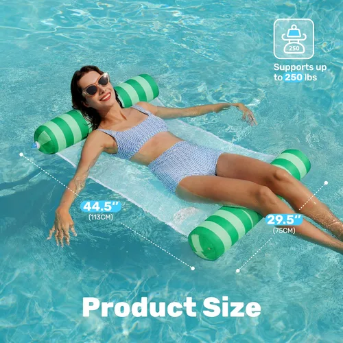 Miniatura 8 de Sloosh Paquete de 3 hamacas inflables para piscina, hamacas de agua, accesorios multiusos para piscina (silla, silla, hamaca, flotador)