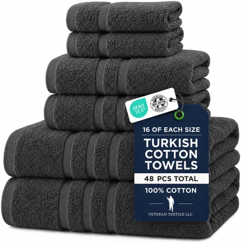 Miniatura 26 de Veteran Textile LLC - 6 piezas - Algodón turco - Juego de toallas de lujo para baño y cocina, 2 toallas de baño, 2 toallas de mano y 2 paños de baño