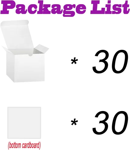 Miniatura 5 de Bonfasvo Cajas de regalo, paquete de 30 cajas de papel kraft plegables de 4 x 4 x 4 pulgadas, cajas de papel kraft plegables para damas de honor