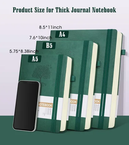 Miniatura 2 de Cuaderno con Líneas - 365 Páginas A5 Cuadernos Gruesos para Escribir Cuaderno Rayado, Diario de Cuero de Tapa Dura para Mujeres Hombres Cuaderno