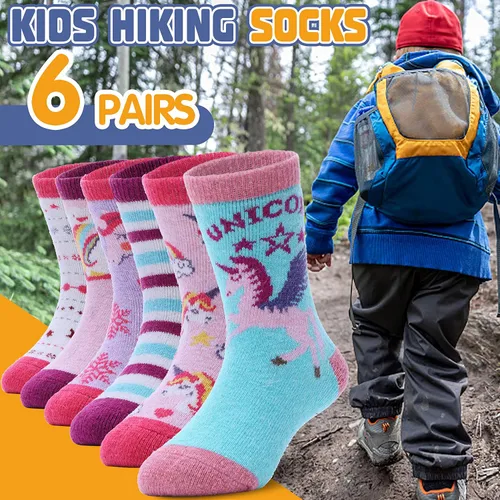 Miniatura 57 de ANTSANG Calcetines de Lana, Calcetines Térmicos Cálidos y Gruesos Tipo Crew Boot para Niños Pequeños, Niños y Niñas, 6 Pares
